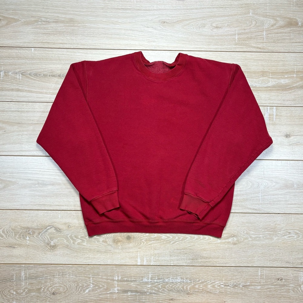 Vintage 90s Red Blank Heavyweight sweatshirt | Size Boxy L